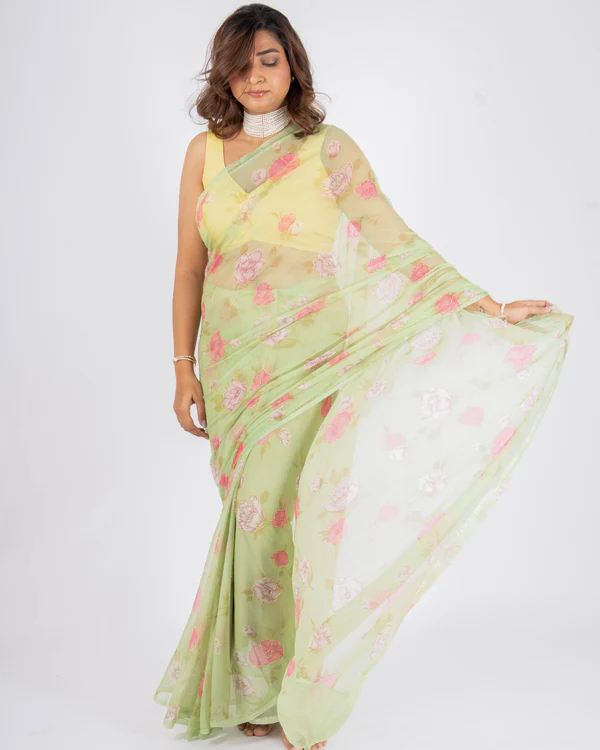 Sabyasachi Heritage Floral Chiffon Saree